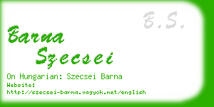 barna szecsei business card